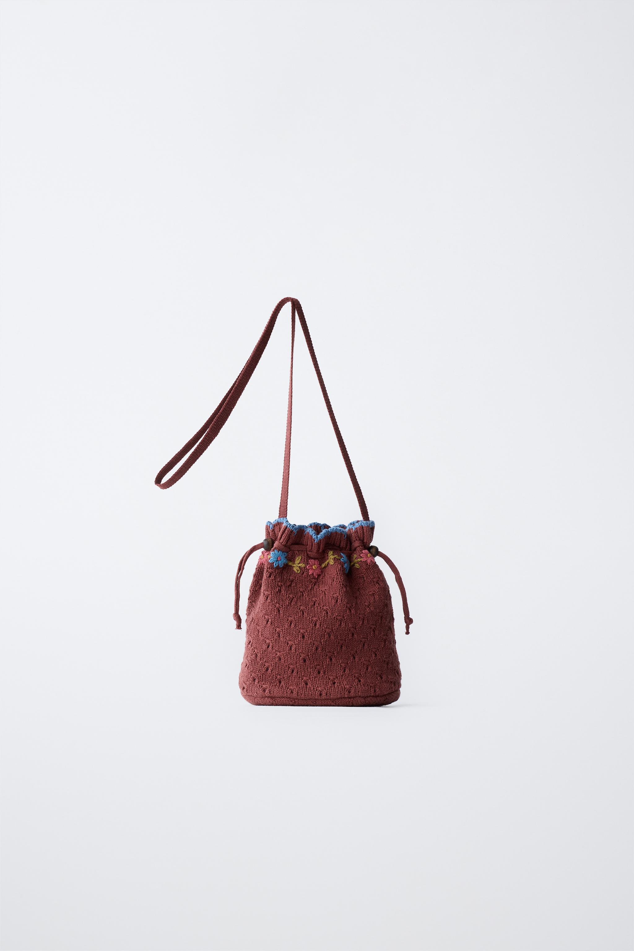 EMBROIDERED KNIT CROSSBODY BAG